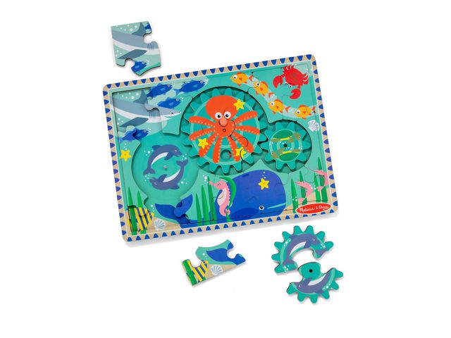 Pussel trä kugghjul under havet